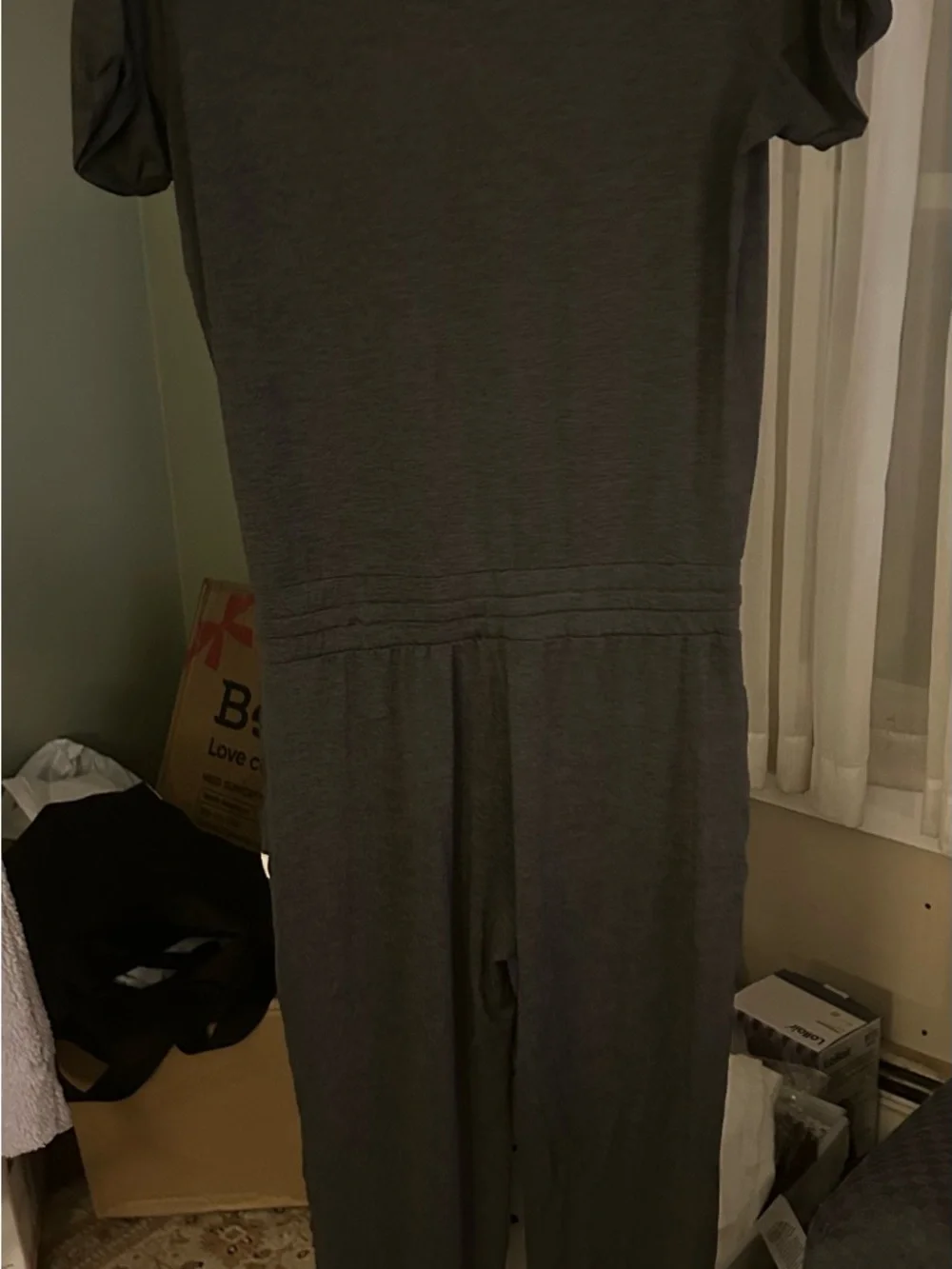 Vuori V-Neck Short Sleeve Jumpsuit in Charcoal - Picture 2 of 4